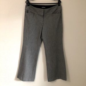 Express Editor Pinstriped Gray Career Trouser